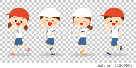 Smiley children wearing gym clothes 91869502