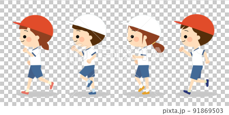 Smiley children wearing gym clothes 91869503