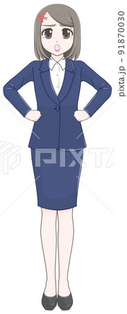 怒っているスーツ姿の女性 91870030