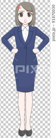 怒っているスーツ姿の女性 91870030