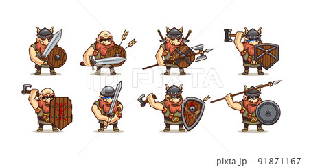 Viking with different medieval weapon and armor Viking with different medieval weapon and armor 91871167