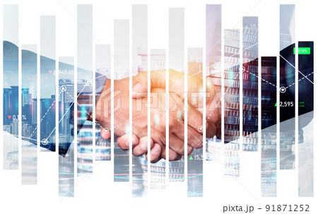 Business handshake on finance prosperity and money technology asset background Business handshake on finance prosperity and money technology asset background 91871252