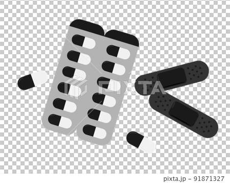 藥物和膠布圖標黑色 91871327