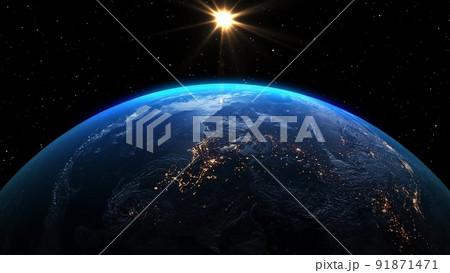 Planet earth with realistic geography surface and orbital 3D cloud atmosphere Planet earth with realistic geography surface and orbital 3D cloud atmosphere 91871471