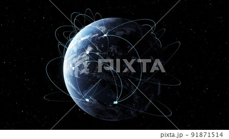 Global network and internet connection in orbital earth globe 91871514