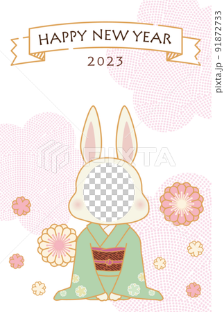 顔ハメ2023年卯年の年賀状テンプレート 顔ハメ2023年卯年の年賀状テンプレート 91872733