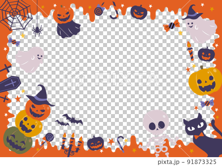 ハロウィン　カボチャとお化けの背景 91873325