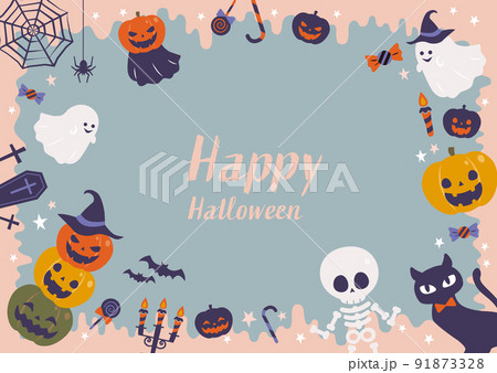 ハロウィン　カボチャとお化けの背景 91873328