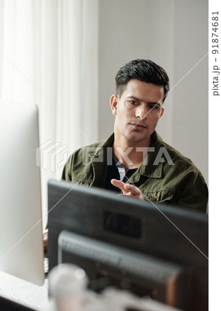 Programer Checking Code for Mistakes 91874681