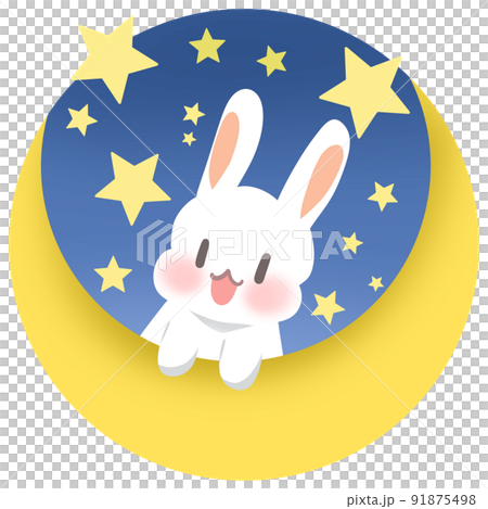 三日月とうさぎのイラスト素材 [91875498] - PIXTA