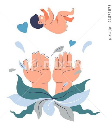 Playing with newborn kid or toddler infant vector 91875673