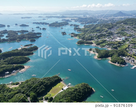 九十九島の景勝地、展海峰展望公園からの空撮 九十九島の景勝地、展海峰展望公園からの空撮 91876109