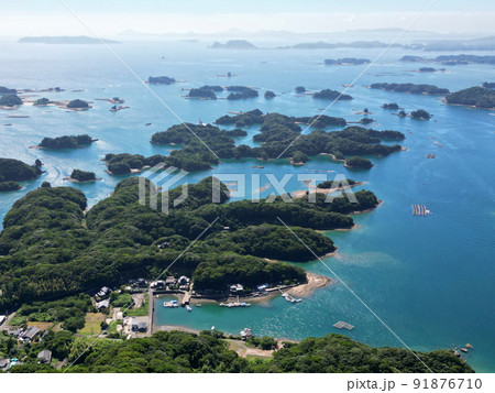 九十九島の景勝地、展海峰展望公園からの空撮 91876710
