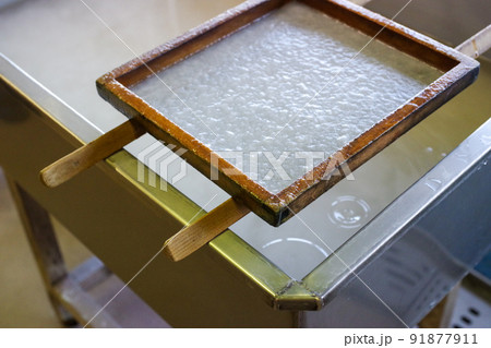 和紙漉き体験をする子供 和紙漉き体験をする子供 91877911