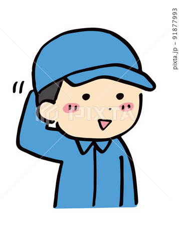 照れている作業服の男性 91877993