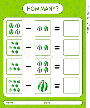 How many counting game with christmas ornament. worksheet for preschool kids, kids activity sheet How many counting game with christmas ornament. worksheet for preschool kids, kids activity sheet 91878976
