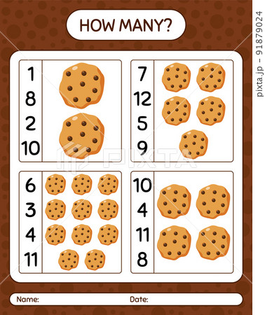 How many counting game with cookie. worksheet for preschool kids, kids activity sheet How many counting game with cookie. worksheet for preschool kids, kids activity sheet 91879024