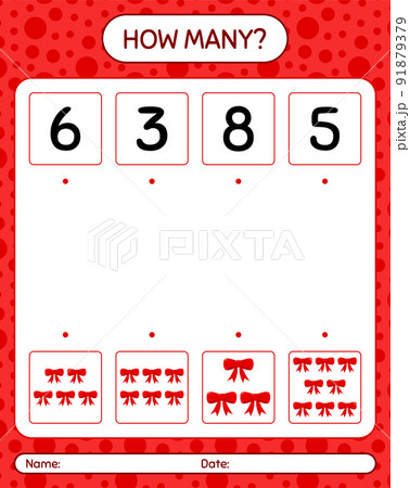 How many counting game with ribbon. worksheet...のイラスト素材 [91879379] - PIXTA