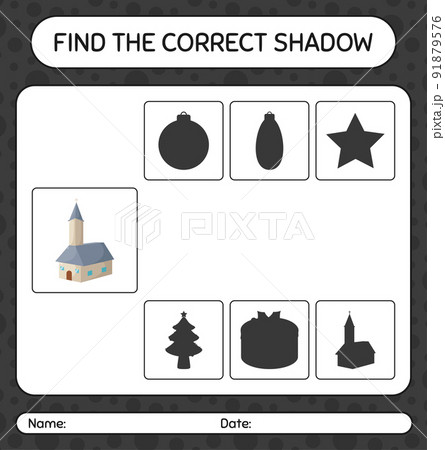 Find the correct shadows game with church. worksheet for preschool kids, kids activity sheet Find the correct shadows game with church. worksheet for preschool kids, kids activity sheet 91879576
