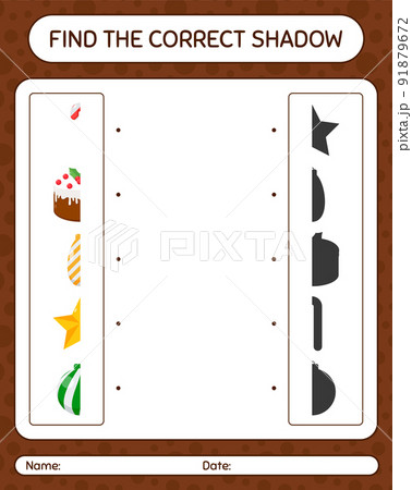 Find the correct shadows game with christmas icon. worksheet for preschool kids, kids activity sheet Find the correct shadows game with christmas icon. worksheet for preschool kids, kids activity sheet 91879672
