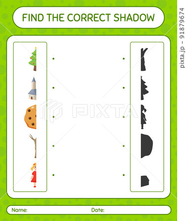 Find the correct shadows game with christmas icon. worksheet for preschool kids, kids activity sheet 91879674