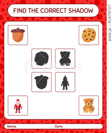 Find the correct shadows game with christmas icon. worksheet for preschool kids, kids activity sheet Find the correct shadows game with christmas icon. worksheet for preschool kids, kids activity sheet 91879727