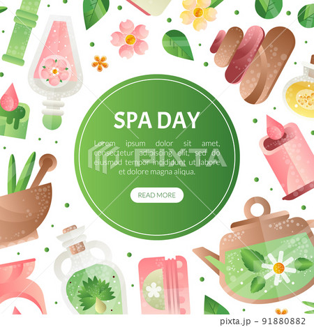 Spa Original Design with Essential Oil for Aromatherapy and Relax Vector Template 91880882