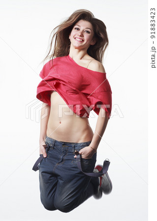 modern style dancer posing on studio background modern style dancer posing on studio background 91883423