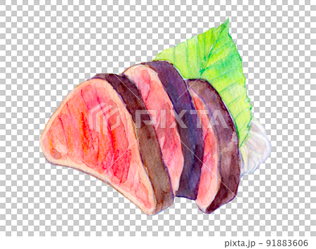 鰹魚 tataki 水彩插圖 鰹魚 tataki 水彩插圖 91883606