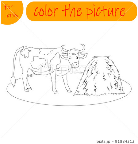 coloring book for children, a cow and a haystack coloring book for children, a cow and a haystack 91884212