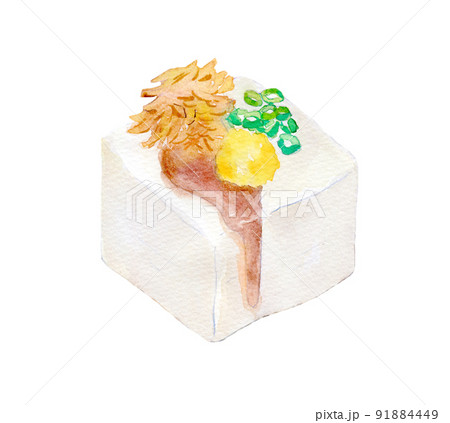 冷奴　お豆腐　水彩イラスト 91884449