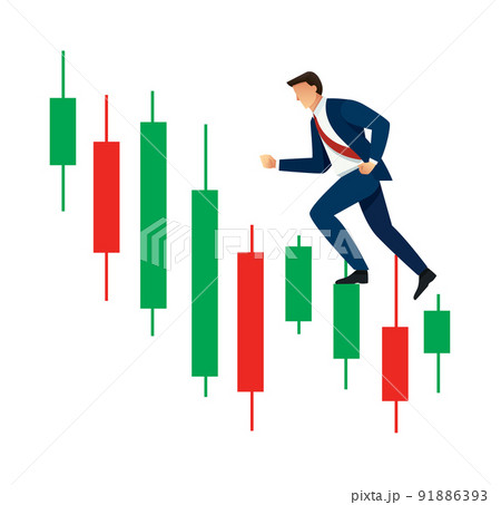 Businessman running on financial bar graph vector illustration 91886393