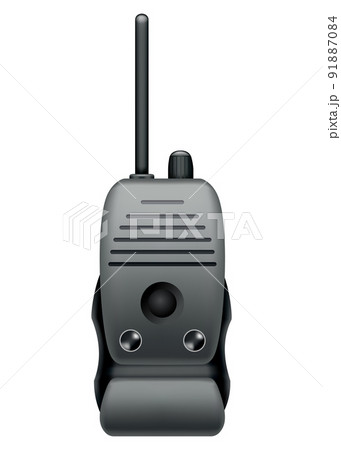 Walkie talkie icon for industrial use. Portable radio transceiver. Travel black portable mobile device. Vector illustration isolated on white background 91887084