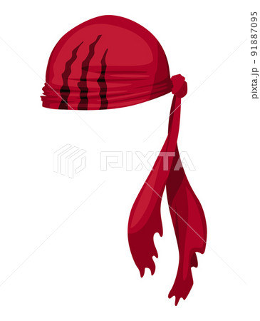 Corsair or pirate hat. Pirate fancy dress, design element. Buccaneer or carnival costume hat. Sea piracy cap fashion, headdress accessory to party with roger Corsair or pirate hat. Pirate fancy dress, design element. Buccaneer or carnival costume hat. Sea piracy cap fashion, headdress accessory to party with roger 91887095