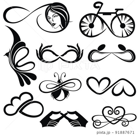 Different infinity, endless symbols and icon collection 91887671