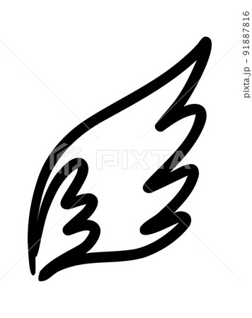 Wings birds and angel. Cartoon doodle bird tattoo wing icon. Feather sketch handdrawn collection 91887816