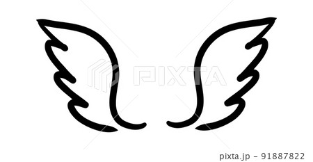 Wings birds and angel. Cartoon doodle bird tattoo wing icon. Feather sketch handdrawn collection Wings birds and angel. Cartoon doodle bird tattoo wing icon. Feather sketch handdrawn collection 91887822