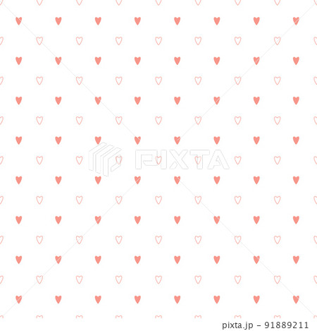A simple seamless minimalistic pattern with pink hearts on a white background. Perfect for Valentine's day gift packaging and wrapping paper design. Vector illustration 91889211