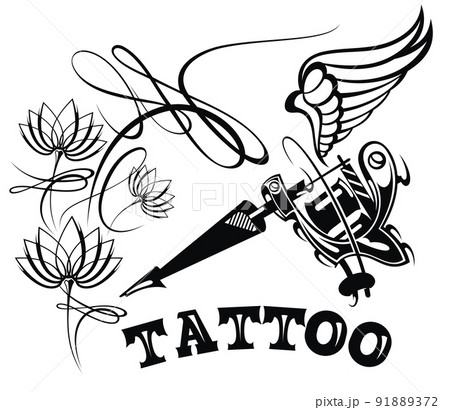 Tattoo studio logo template. Styled vector emblems 91889372