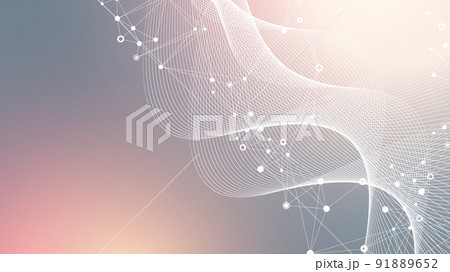 Colorful molecules background. DNA helix, DNA strand, DNA Test. Molecule or atom, neurons. Abstract structure for science or medical background. Scientific blue banner design template illustration. 91889652