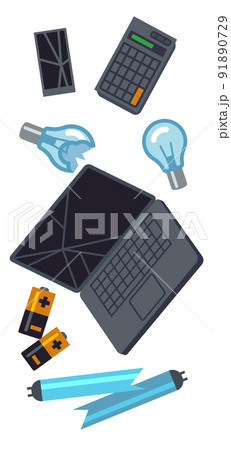 Electronic waste icon. Broken gadgets and devices recycle 91890729