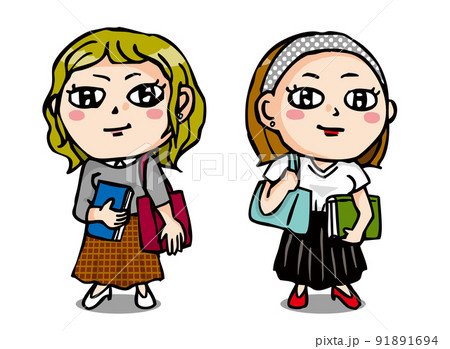 大学に通う真面目なかわいい女の子二人 91891694
