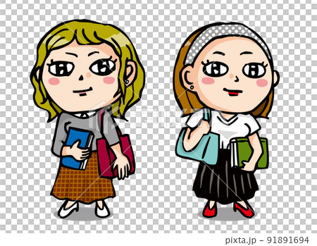 大学に通う真面目なかわいい女の子二人 91891694