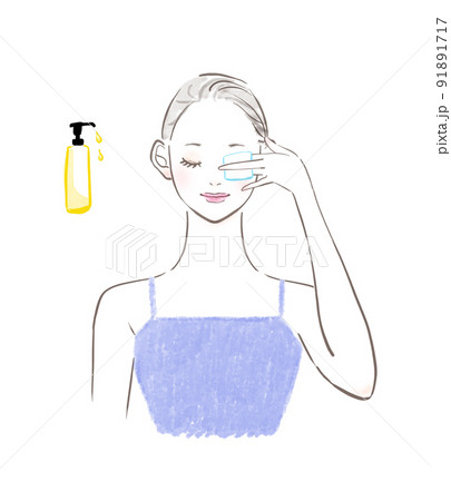 メイクを落としている女性のイラスト 91891717