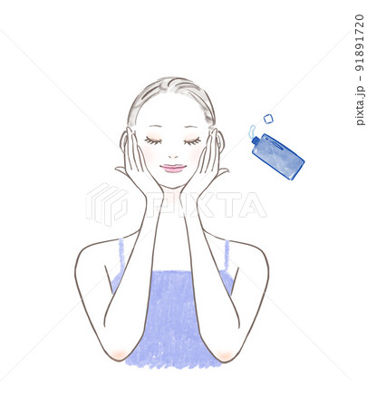 乳液をつける女性のイラスト 乳液をつける女性のイラスト 91891720