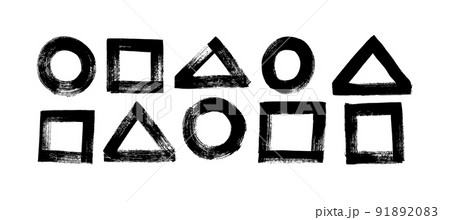 Set of vector geometric black grunge shapes. 91892083