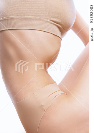 Aesthetics of the female body. Cropped image of woman's body. Skincare, bodycare, healthcare, hygiene and medicine concept. 91892088
