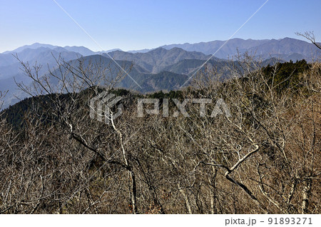 丹沢の経ヶ岳からの展望 大山と表尾根と丹沢主脈 丹沢の経ヶ岳からの展望 大山と表尾根と丹沢主脈 91893271