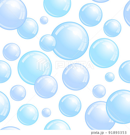 Soap bubbles seamless pattern. Repeated foam decoration wallpaper. Water bubble background. Vector  91893353