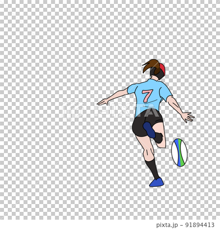 女子橄欖球踢 91894413